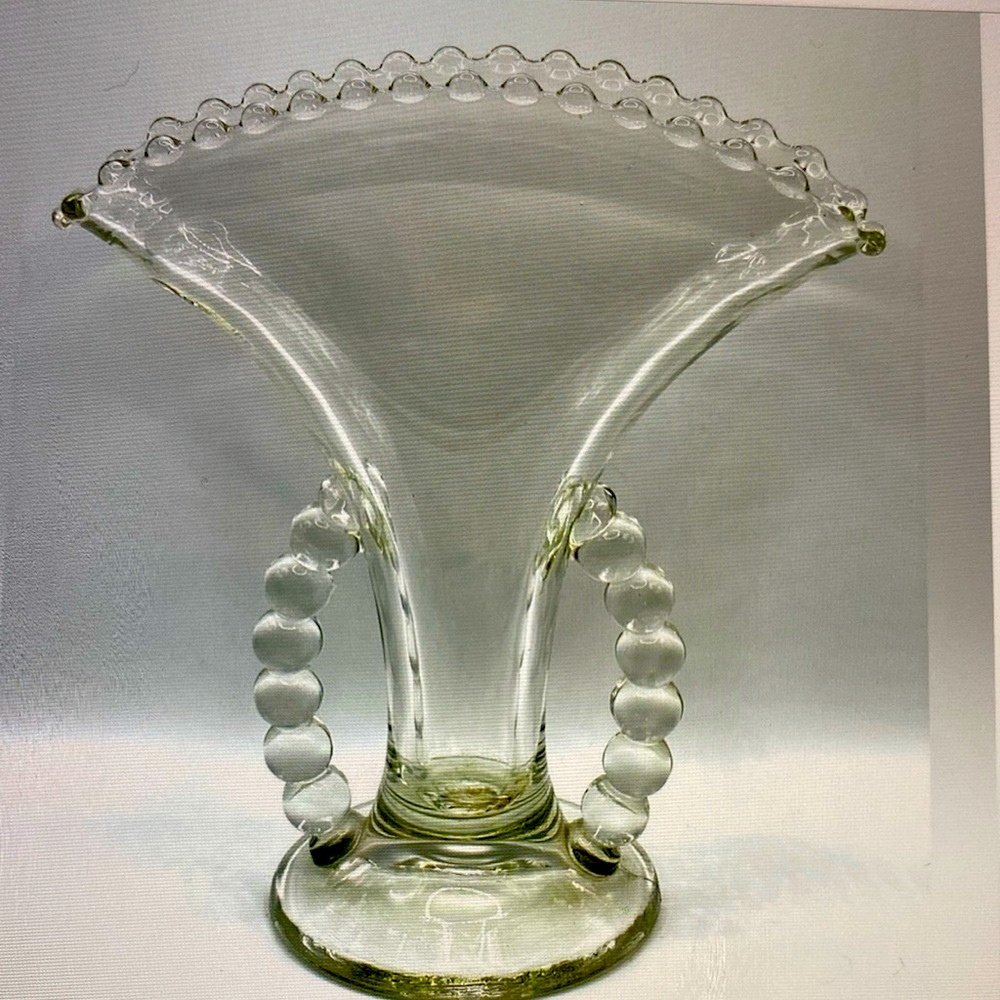 Vintage Heavy Double Handle Glass Vase Rare